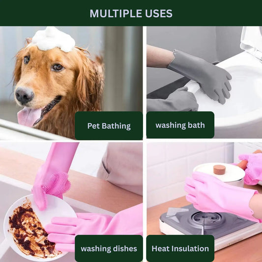 Multi-Purpose Silicone Scrub Gloves for Home Cleaning