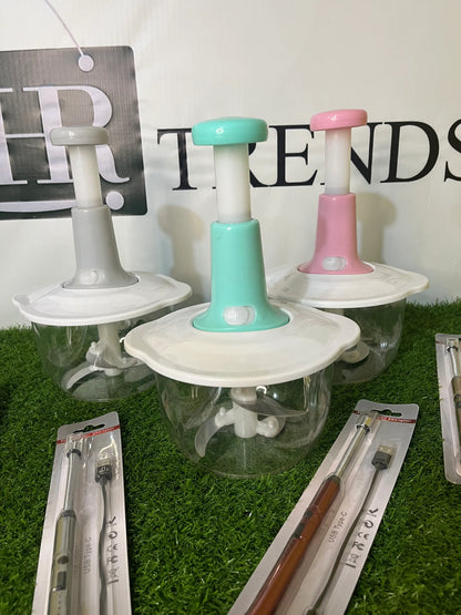 Smart Kitchen Essential Combo – Manual Push Chopper + USB Electric Arc Lighter