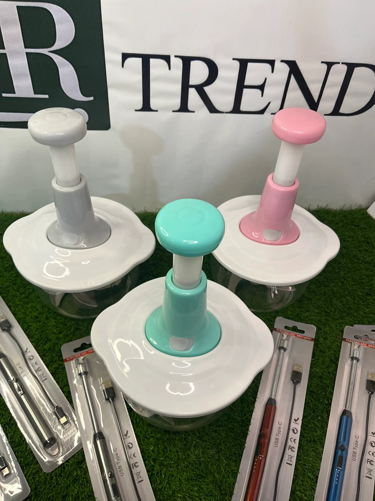 Smart Kitchen Essential Combo – Manual Push Chopper + USB Electric Arc Lighter