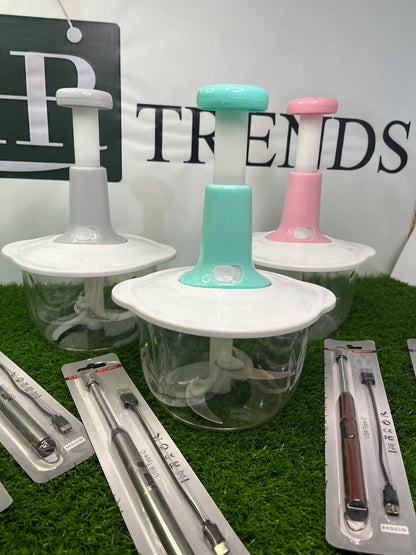 Smart Kitchen Essential Combo – Manual Push Chopper + USB Electric Arc Lighter