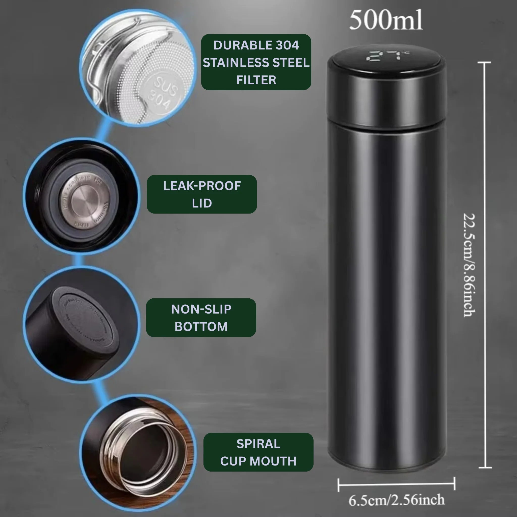 Premium 500ml Stainless Steel Thermos Bottle – Leak-Proof & Insulated