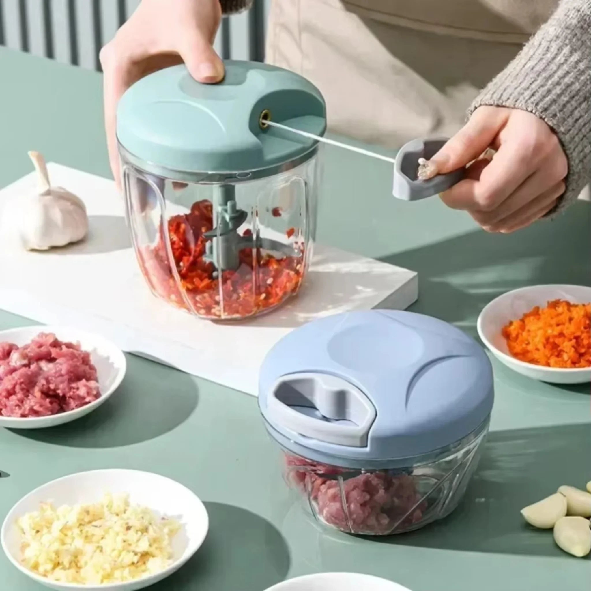Manual Hand Pull Food Chopper – Fast Vegetable & Meat Cutting